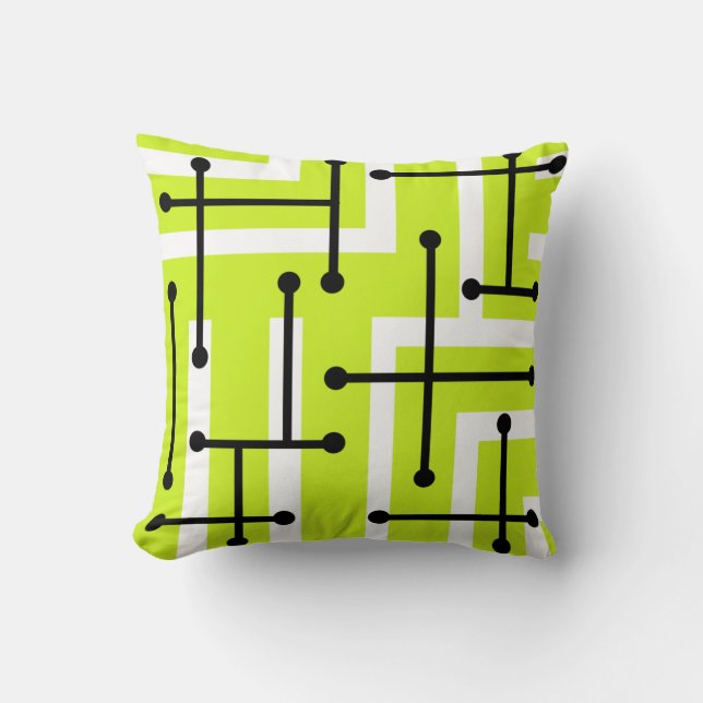 Retro Geometric Art Maze Chartreuse Kissen (Vorderseite)