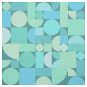 Retro Geometric Art Ocean Turquoise Stoff