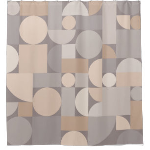 Retro Geometric Art Taupe Duschvorhang