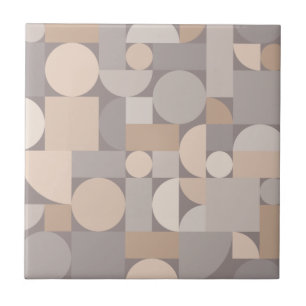 Retro Geometric Art Taupe Fliese