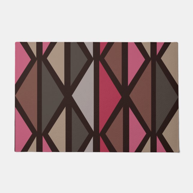 Retro Geometric Art Triangle Black Red Brown Fußmatte (Vorderseite)