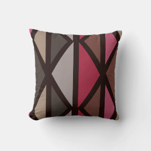 Retro Geometric Art Triangle Black Red Brown Kissen