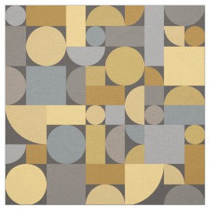 Retro Geometric Art Yellow Gray Stoff