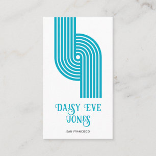 Retro Geometric Blue Mod Business Card Visitenkarte
