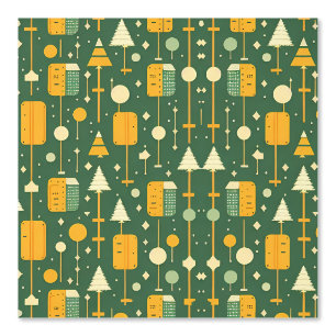Retro Geometric Christmas Trees Pattern Tapete