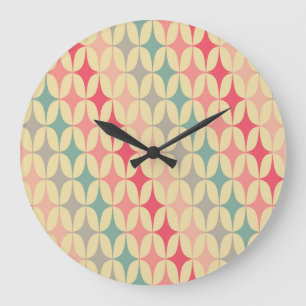 Retro Geometric: Diagonal Vintag Pattern. Große Wanduhr