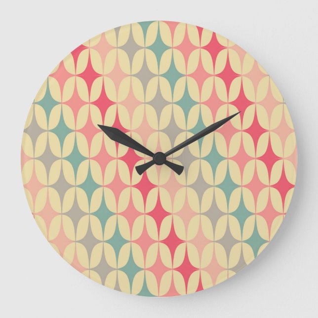 Retro Geometric: Diagonal Vintag Pattern. Große Wanduhr (Vorderseite)