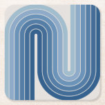 Retro Geometric Double Arch Design Poster Rechteckiger Pappuntersetzer<br><div class="desc">Retro Futuristic Mid Century Geometric Double Arch Design in Blau.</div>