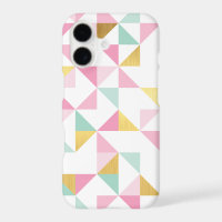 RETRO GEOMETRIC Dreieck Muster rosa Minze Gold