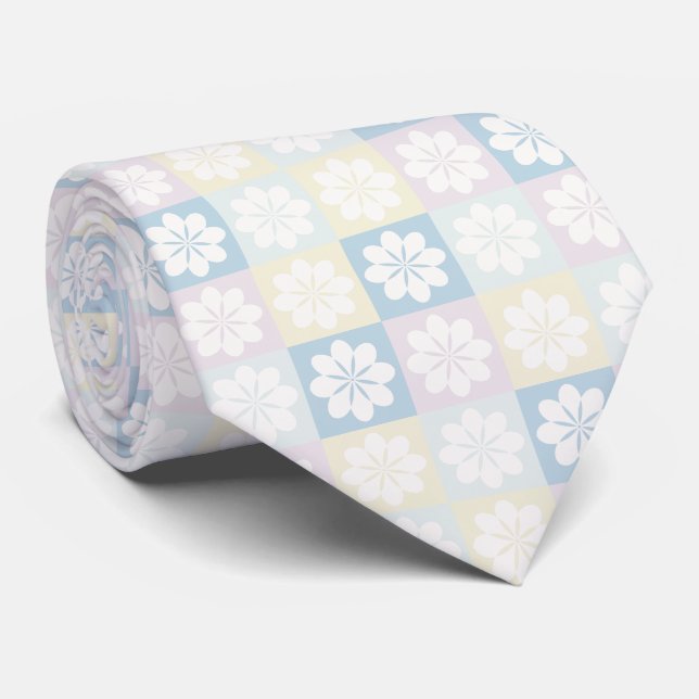 Retro Geometric Floral Pattern Neck Tie Krawatte (Gerollt)