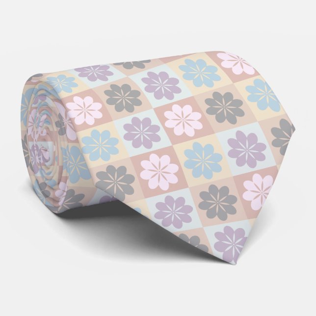 Retro Geometric Floral Pattern Neck Tie Krawatte (Gerollt)