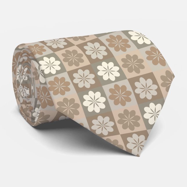 Retro Geometric Floral Pattern Neck Tie Krawatte (Gerollt)