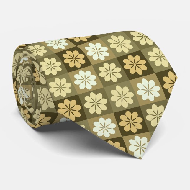 Retro Geometric Floral Pattern Neck Tie Krawatte (Gerollt)