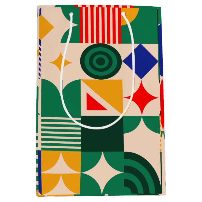 Retro Geometric Gift Bag Mittlere Geschenktüte (Vorderseite)