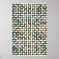 Retro Geometric Leaf Muster Green Brown Taupe