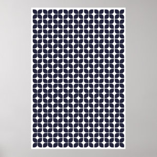 Retro Geometric Leaf Muster Navy Blau Poster