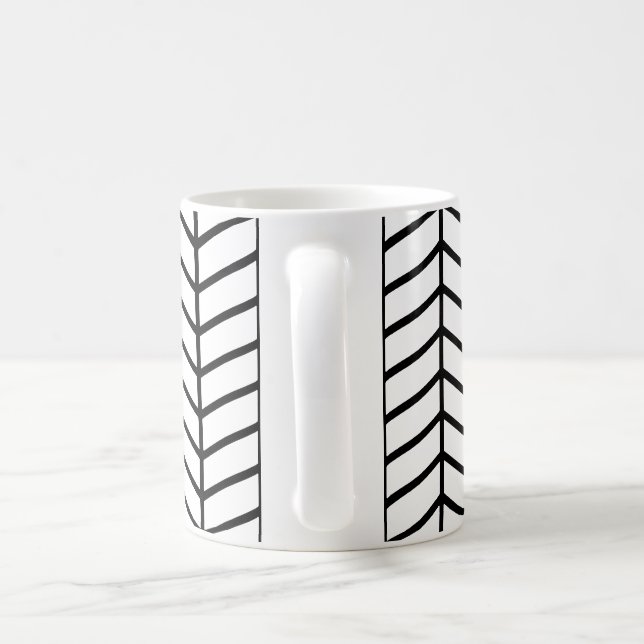 Retro Geometric Minimalistisch White Black 60er Sc Kaffeetasse (Henkel)