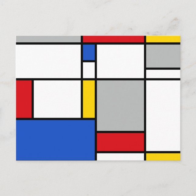 Retro Geometric Mondrian Style Color-Zusammensetzu Postkarte (Vorderseite)