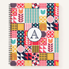 Retro Geometric Monogram Notizbuch