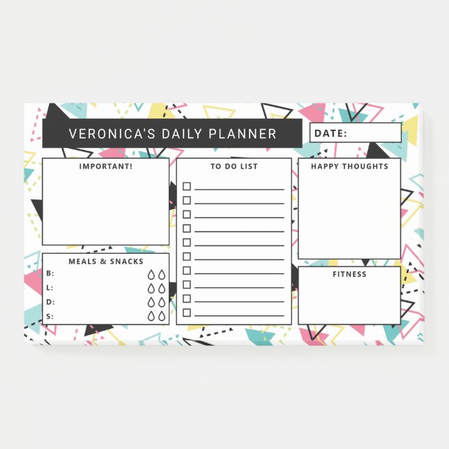 Retro Geometric Muster Daily Planer Post-it Klebezettel (Vorderseite)