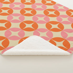 Retro Geometric Muster Rosa Orange Mitte Jahrhunde Sherpadecke