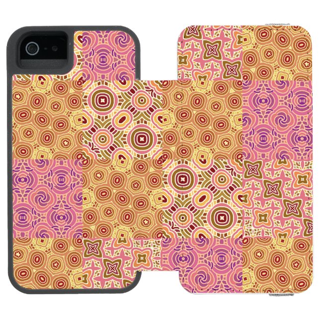 Retro Geometric Patchwork  Incipio iPhone Geldbeutel-Hülle (Folio Geöffnet)