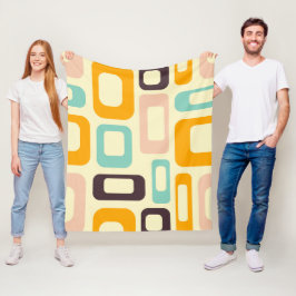 Retro geometric pattern in light beige background fleecedecke