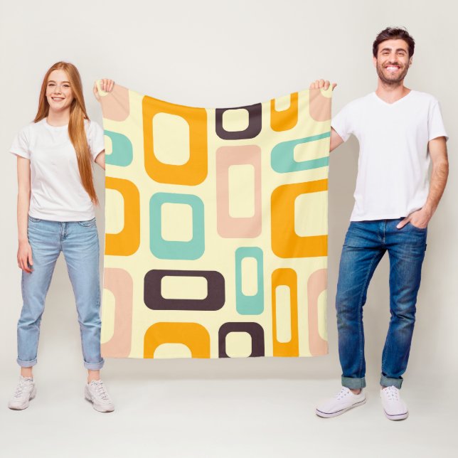 Retro geometric pattern in light beige background fleecedecke (Beispiel)