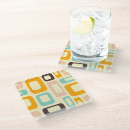 Retro geometric pattern in light beige background glasuntersetzer