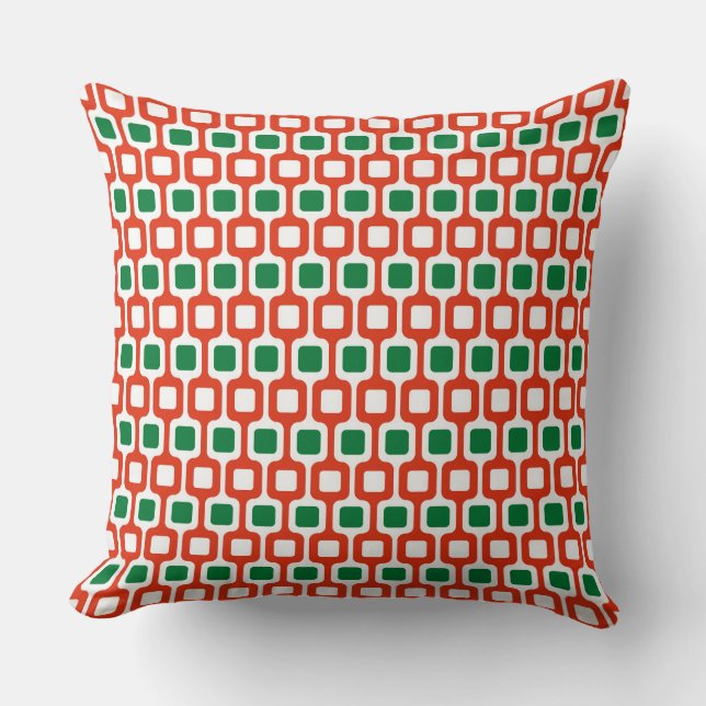 Retro Geometric Pattern: Red and Green Kissen (Vorderseite)