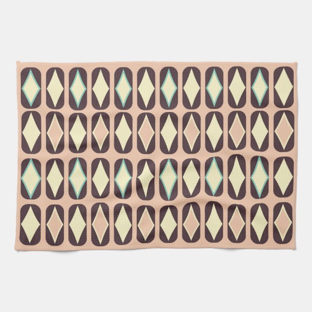 Retro geometric pattern with brown, yellow, blue geschirrtuch (Horizontal)