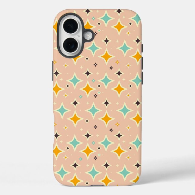 Retro geometric pattern with teal, orange, black Case-Mate iPhone hülle (Rückseite)