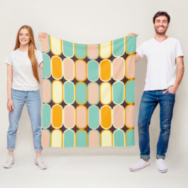 Retro geometric pattern with vertical ovals fleecedecke