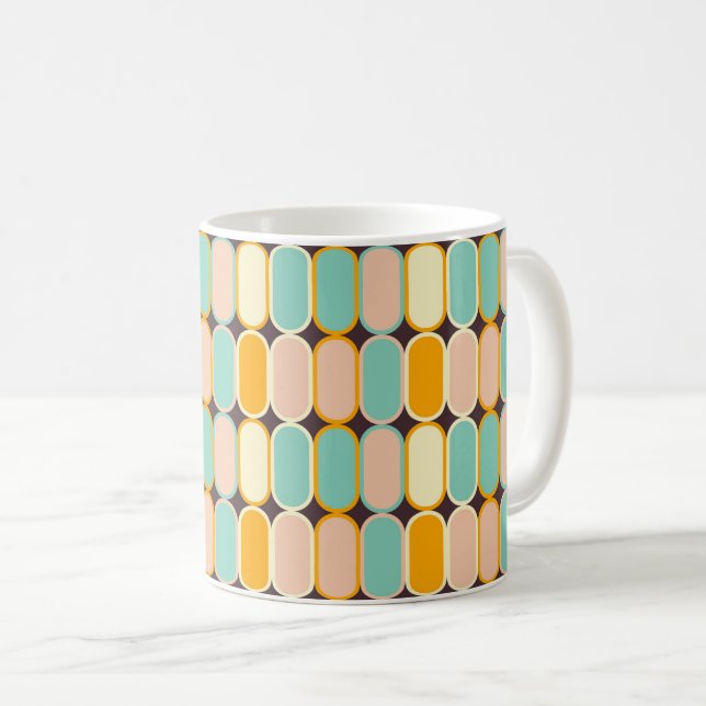 Retro geometric pattern with vertical ovals kaffeetasse (VorderseiteRechts)