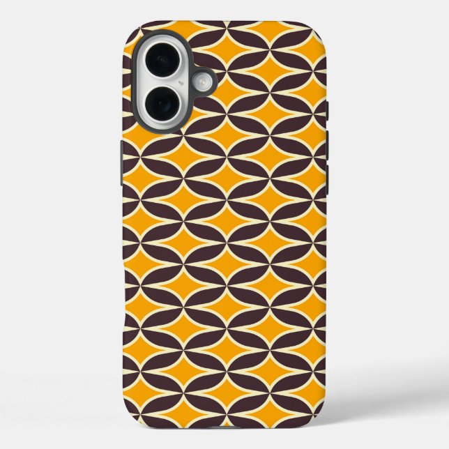 Retro geometric pattern yellow and brown leaf Case-Mate iPhone hülle (Rückseite)