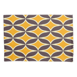 Retro geometric pattern yellow and brown leaf kissenbezug