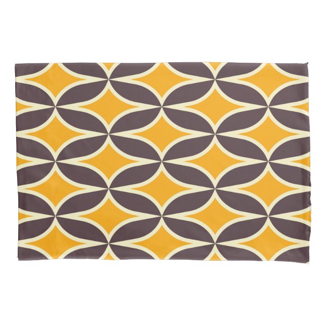 Retro geometric pattern yellow and brown leaf kissenbezug (Vorderseite-Links)