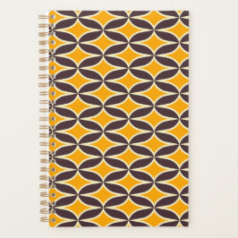 Retro geometric pattern yellow and brown leaf planer