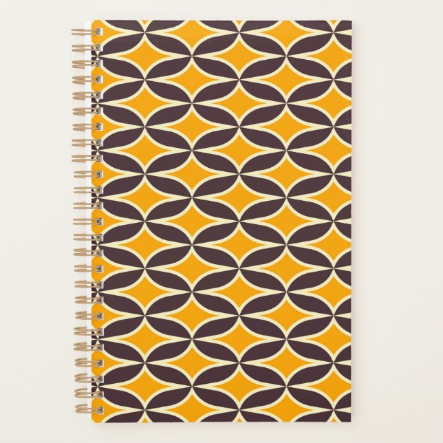Retro geometric pattern yellow and brown leaf planer (Vorderseite)