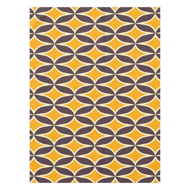 Retro geometric pattern yellow and brown leaf tischdecke (Vorderseite)