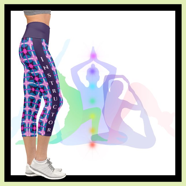 Retro Geometric Pink und Blau Capri Leggings (Von Creator hochgeladen)