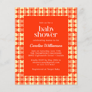 Retro Geometric Red Orange Bold Baby Dusche