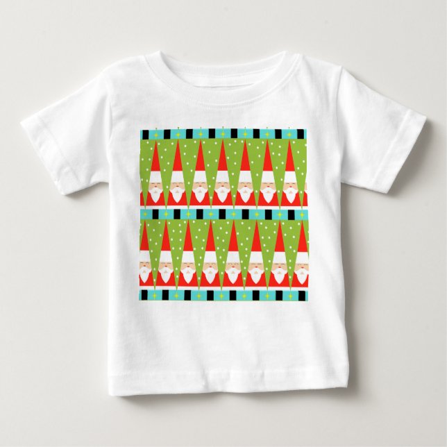 Retro Geometric Santa Kleinkind Ruffle T - Shirt (Vorderseite)