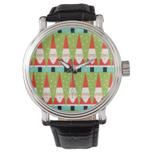Retro Geometric Santa Leather Watch Armbanduhr