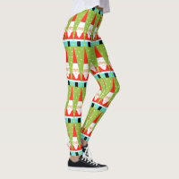 Retro Geometric Santa Leggings