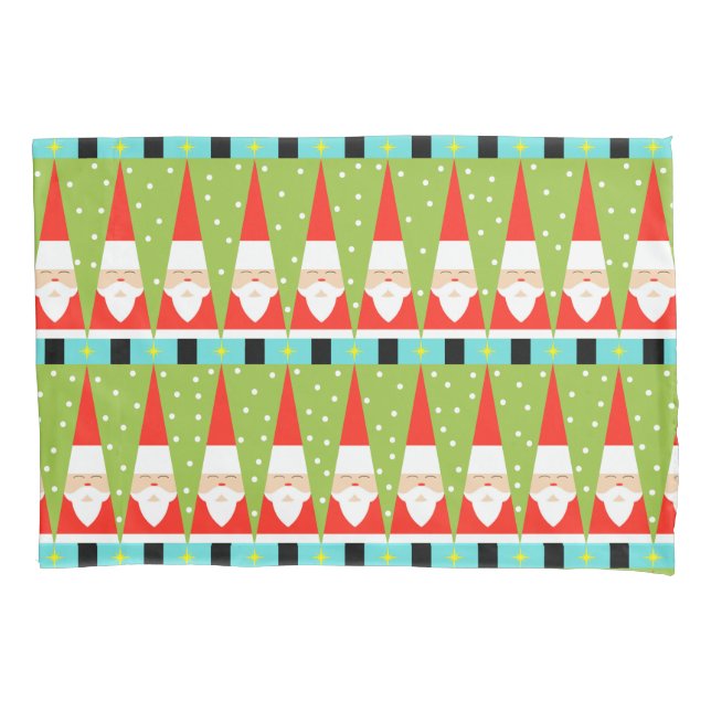 Retro Geometric Santa Pillowcase Kissenbezug (Vorderseite)