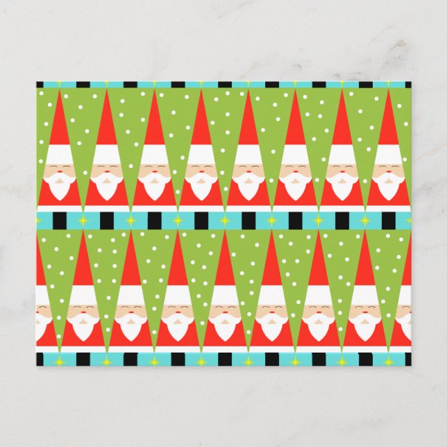 Retro Geometric Santa Postcard Feiertagspostkarte (Vorderseite)