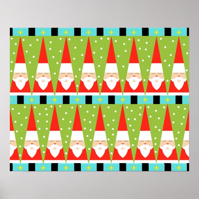 Retro Geometric Santa Poster (Vorne)