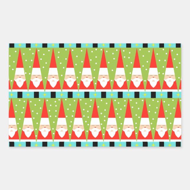 Retro Geometric Santa Rectangle Stickers (Vorderseite)