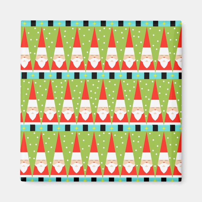 Retro Geometric Santa Square Magnet (Vorne)